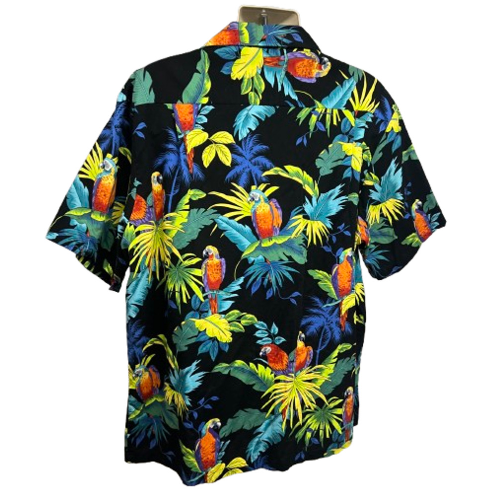 RJC Vintage Hawaiian Aloha Floral Button Up Shirt 2XL Pocket Parrot Cotton USA - Picture 2 of 11